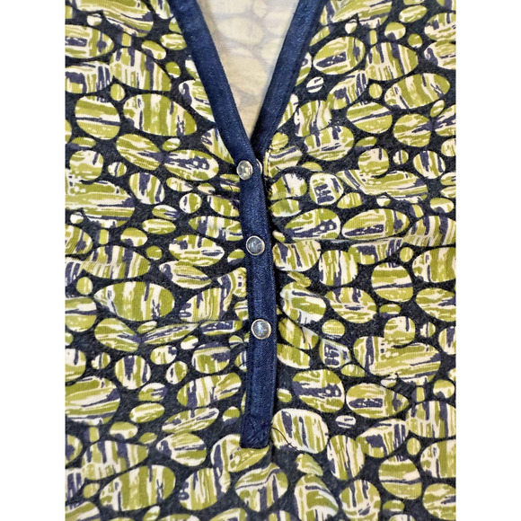APT 9 Shirt Womens 1X Green Navy Short Sleeve Collared Button Up Patterned Top - Picture 3 of 4